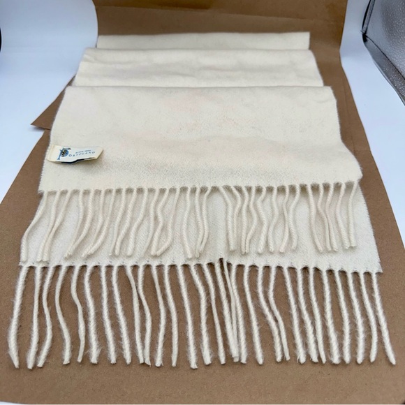 Portolano 100% Cashmere Ivory Cream Scarf Twisted Rope Fringe Classic Luxury - Picture 5 of 8